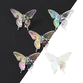 Perles acryliques uv plaquées, iridescent, papillon