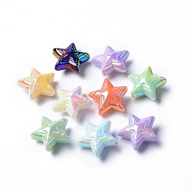 Opaque Acrylic Beads, AB Color Plated, Star