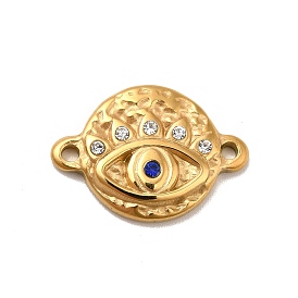 Vacuum Plating 304 Stainless Steel Connector Charms, with Crystal & Capri Blue Rhinestone, Eye Links