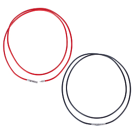 Sunnyclue 2 pcs 2 couleurs cordons cirés en polyester fabrication de colliers, avec 304 fermoirs à baïonnette en acier inoxydable, couleur inox, noir et rouge