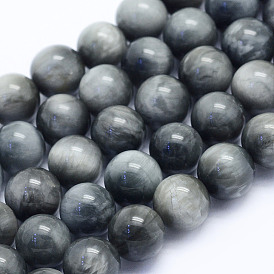 Natural Hawk's Eye Beads Strands, Eagle Eye Stone, Round, Grade A, Smooth