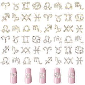 72 шт. 2 цвета 12 стили сплава страз кабошоны, украшения для ногтей в виде двенадцати созвездий