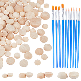 Nbeads Painting Kits, Including Wood Cabochons and Plastic Paint Brushes Pens