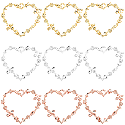 24 шт. 3 цвета подвески с открытой задней частью из сплава с покрытием стойки, для diy уф смолы, эпоксидная смола, Прессованные цветочные украшения, без кадмия, без никеля и без свинца, сердце