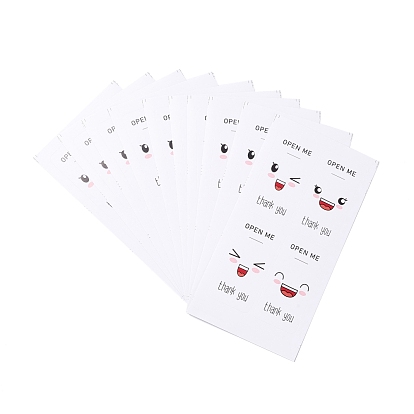 Merci stickers, rectangle stickers, autocollants d'étiquette adhésive, avec un joli motif de visage