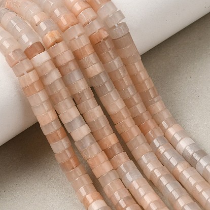 Natural Peach Moonstone Beads Strands, Heishi Beads, Flat Round/Disc