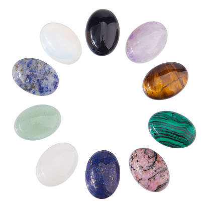 20 шт. 10 стили смешанные драгоценные камни кабошоны с плоской основой, овальные, смешанные окрашенные и неокрашенные