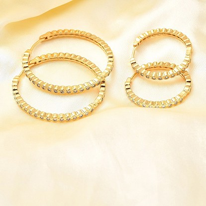 Серьги-кольца из латуни с микропаве и прозрачным циркониевым покрытием для женщин, без кадмия и без свинца, долговечный