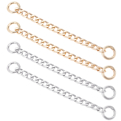 6Pcs 2 Color Aluminum Curb Chain Strap, with Alloy Ring Clasps, Shoes Decorate