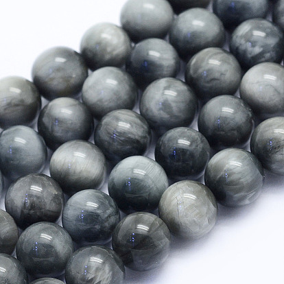 Natural Hawk's Eye Beads Strands, Eagle Eye Stone, Round, Grade A, Smooth