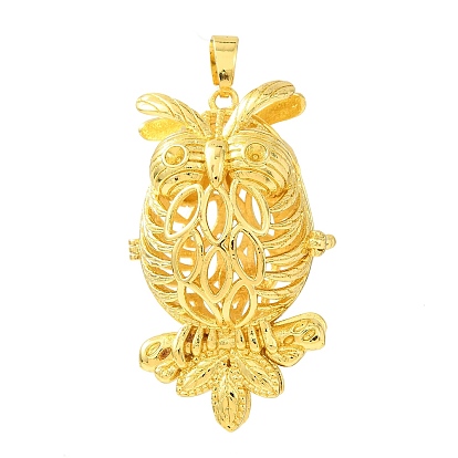 Grands pendentifs en forme de cage en laiton, charmes hibou, crémaillère plaquage