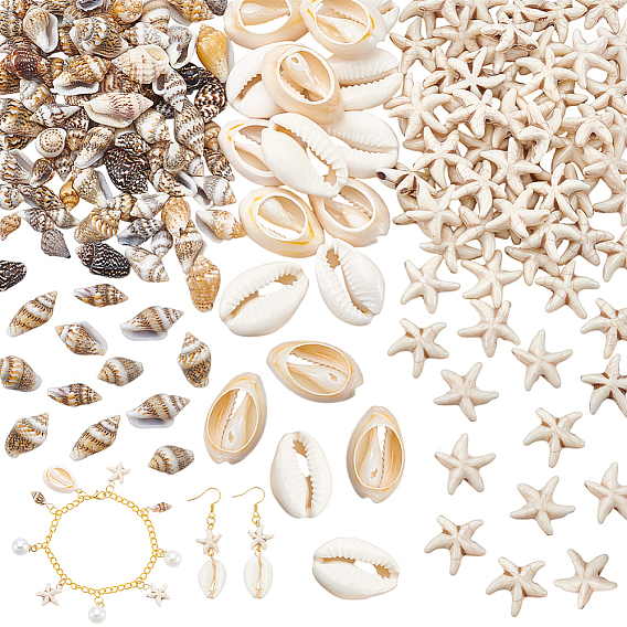 Декоративные элементы из натуральных раковин морских улиток и каури., с синтетическими говлит бисер, для украшения рабочего стола домашнего офиса