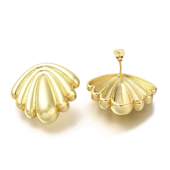 Серьги-гвоздики из латуни в форме ракушки с покрытием стойки, долговечный, без кадмия и без свинца
