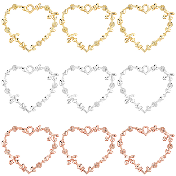 24 шт. 3 цвета подвески с открытой задней частью из сплава с покрытием стойки, для diy уф смолы, эпоксидная смола, Прессованные цветочные украшения, без кадмия, без никеля и без свинца, сердце