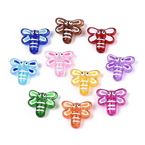 Эмалевые бусины ручной работы в технике лэмпворк, стрекоза