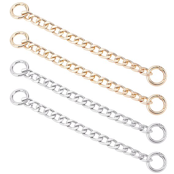 6Pcs 2 Color Aluminum Curb Chain Strap, with Alloy Ring Clasps, Shoes Decorate