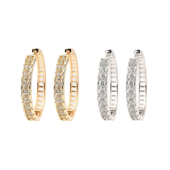 Messing micro pave zirkonia ohrreifen, Karrees