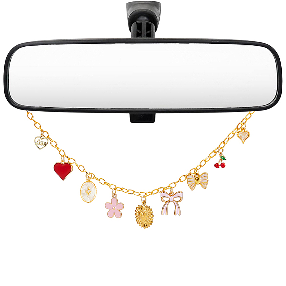 Décorations pendantes en aluminium, avec des pendantifs en alliage d'émail, pour les ornements suspendus de voiture