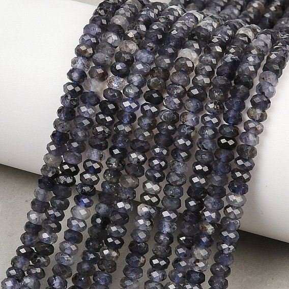 Природные иолит нитей бисера, граненые, рондель