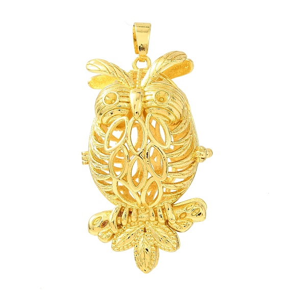 Grands pendentifs en forme de cage en laiton, charmes hibou, crémaillère plaquage
