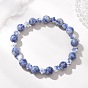 Браслеты из натуральной голубой яшмы с бусинами, эластичные браслеты для женщин, круглый и сливовый цветок