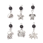 6 шт. Подвески из сплава в тибетском стиле, с круглой бусиной из натурального лавового камня