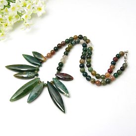 Natural Indian Agate Bib Statement Necklaces, with Alloy Lobster Claw Clasps, Colorful, 18.11 inch 