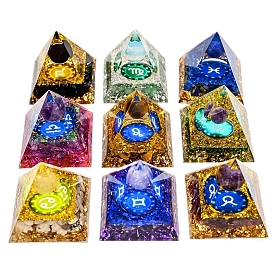 Созвездие оргонит пирамида смола генераторы энергии, чипсы из драгоценных камней рейки внутри для украшения стола домашнего офиса