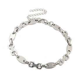 304 Bracelets en acier inoxydable avec haltères et chaînes à maillons ovales pour hommes et femmes