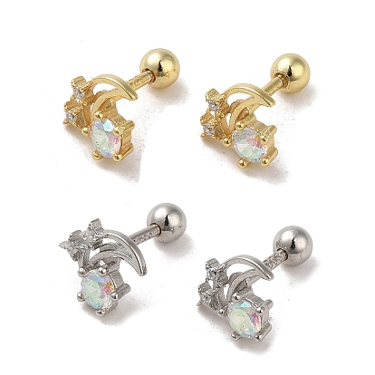 925 женские серьги из стерлингового серебра с микропаве из циркония, хрящевые серьги, луна