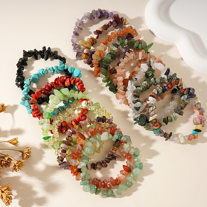 Браслеты из натуральных и синтетических бусин с драгоценными камнями, эластичные, для женщин и мужчин.