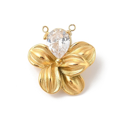 304 подвески из нержавеющей стали, цветок ссылку, ионное покрытие (ip), со стеклом