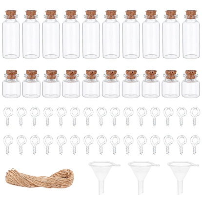 Glas Glasflaschen Wulst Behälter, mit Eisenschraube Augenstift Stiftbügel, Juteschnur, Trichter aus Kunststoff