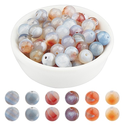 Natural Agate Beads Strands, Dyed, Round
