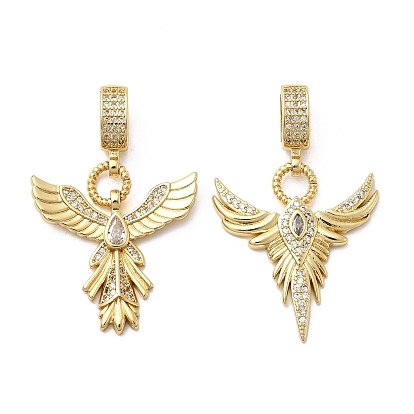 Подвески в виде ангельских крыльев с микропаве из прозрачных кубических цирконий из латуни