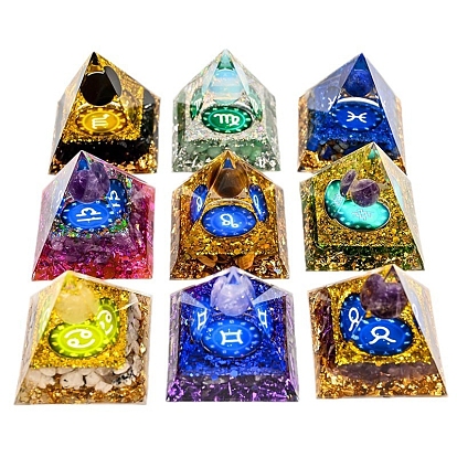 Созвездие оргонит пирамида смола генераторы энергии, чипсы из драгоценных камней рейки внутри для украшения стола домашнего офиса