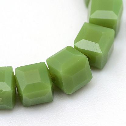 Opaque Solid Glass Bead Strands, Cube, 3x3x3mm, Hole: 0.5mm, about 100pcs/strand, 11.6 inch