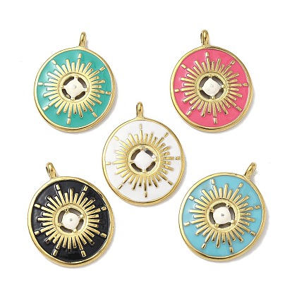 304 нержавеющей стальной эмали подвески, овальный с узором в виде звезды, реальный 18 k позолоченный