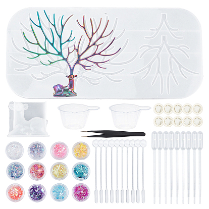 Силиконовые формы для рождественских оленей / оленей, с одноразовыми пластиковыми пипетками для переноса и латексными кроватками для пальцев, антистатический пинцет и леденцы с постепенным изменением цвета