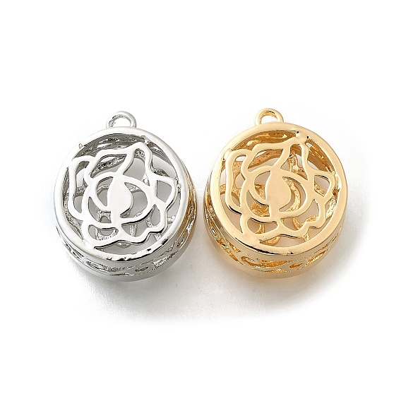 Латунные подвески, без кадмия, без никеля и без свинца, круглая с розовыми подвесками