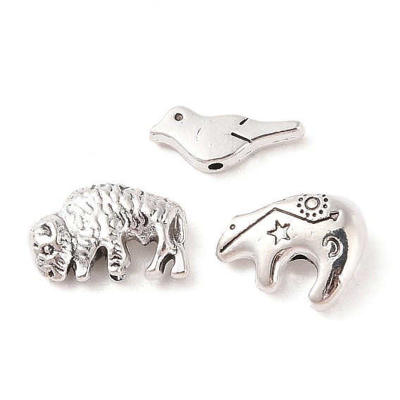 Сплавочные овальные бусины тибетского стиля , без кадмия и без свинца, античное серебро