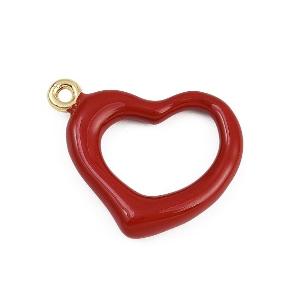 Латунь эмаль подвески, шарма сердца, без кадмия и без свинца, реальный 18 k позолоченный