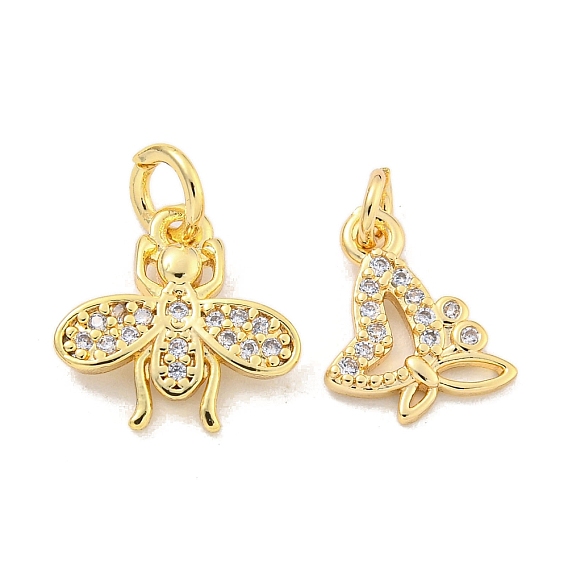 Brass Micro Pave Clear Cubic Zirconia Charms