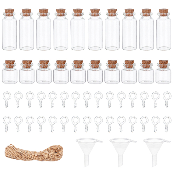 Glas Glasflaschen Wulst Behälter, mit Eisenschraube Augenstift Stiftbügel, Juteschnur, Trichter aus Kunststoff