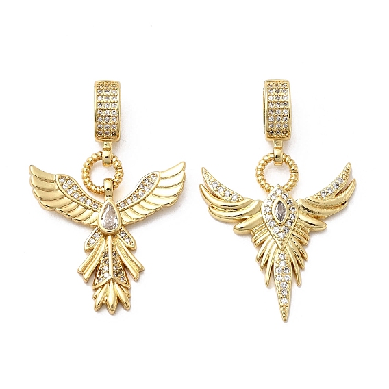Подвески в виде ангельских крыльев с микропаве из прозрачных кубических цирконий из латуни