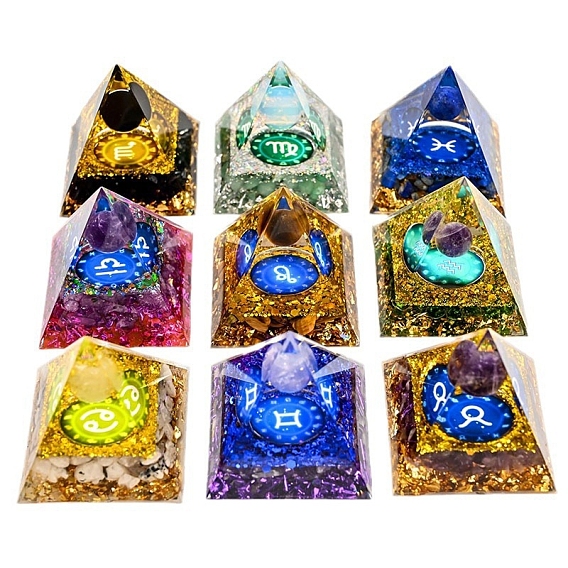 Созвездие оргонит пирамида смола генераторы энергии, чипсы из драгоценных камней рейки внутри для украшения стола домашнего офиса