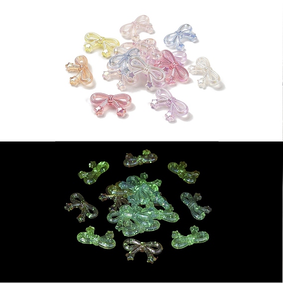 Бант со звездным УФ-покрытием, светящиеся радужные переливающиеся акриловые бусины, блеск бисера, светится в темноте