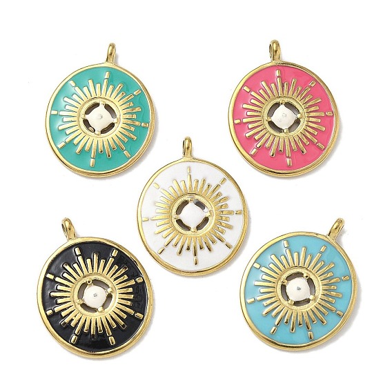 304 нержавеющей стальной эмали подвески, овальный с узором в виде звезды, реальный 18 k позолоченный