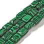 Perles synthétiques malachite brins, rectangle