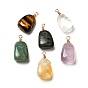 Natural Mixed Gemstone Pendants, with Real 18K Gold Plated Eco-Friendly Copper Wire Findings, Teardrop